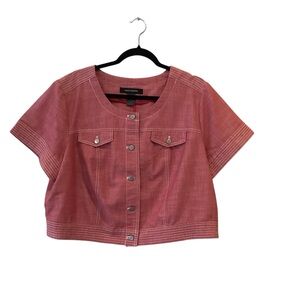 Ashley Stewart Plus Size Cropped Denim Top Size 16